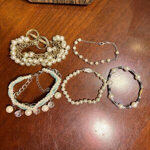 Lot of 5 Faux Pearl Bracelets